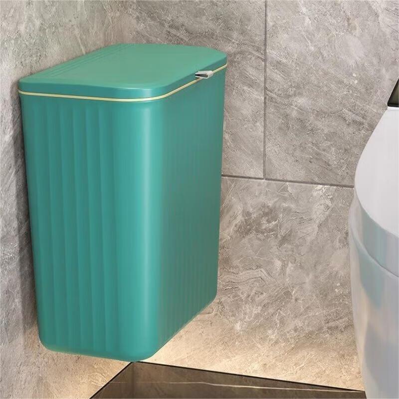 JINGRUIXIANG Wall-Mounted Slim Trash Can with Lid