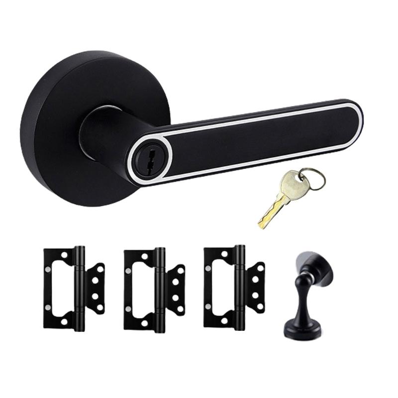 Door Levers Lock with Door Stoppers and Hinges Left/Right Handed Door Levers Handle Lock Bathroom Privacy Lock Enduring