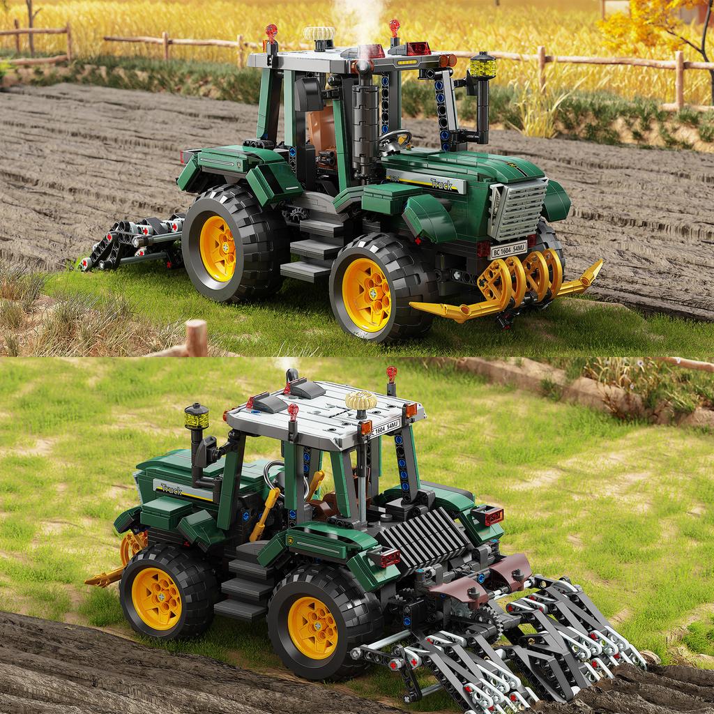 Non-Toxic 1204Pcs Farm Tractor Building Blocks Toys Model Tractor Assemble Puzzle Bricks Toy Sets For Kid Desktop Ornament Gifts