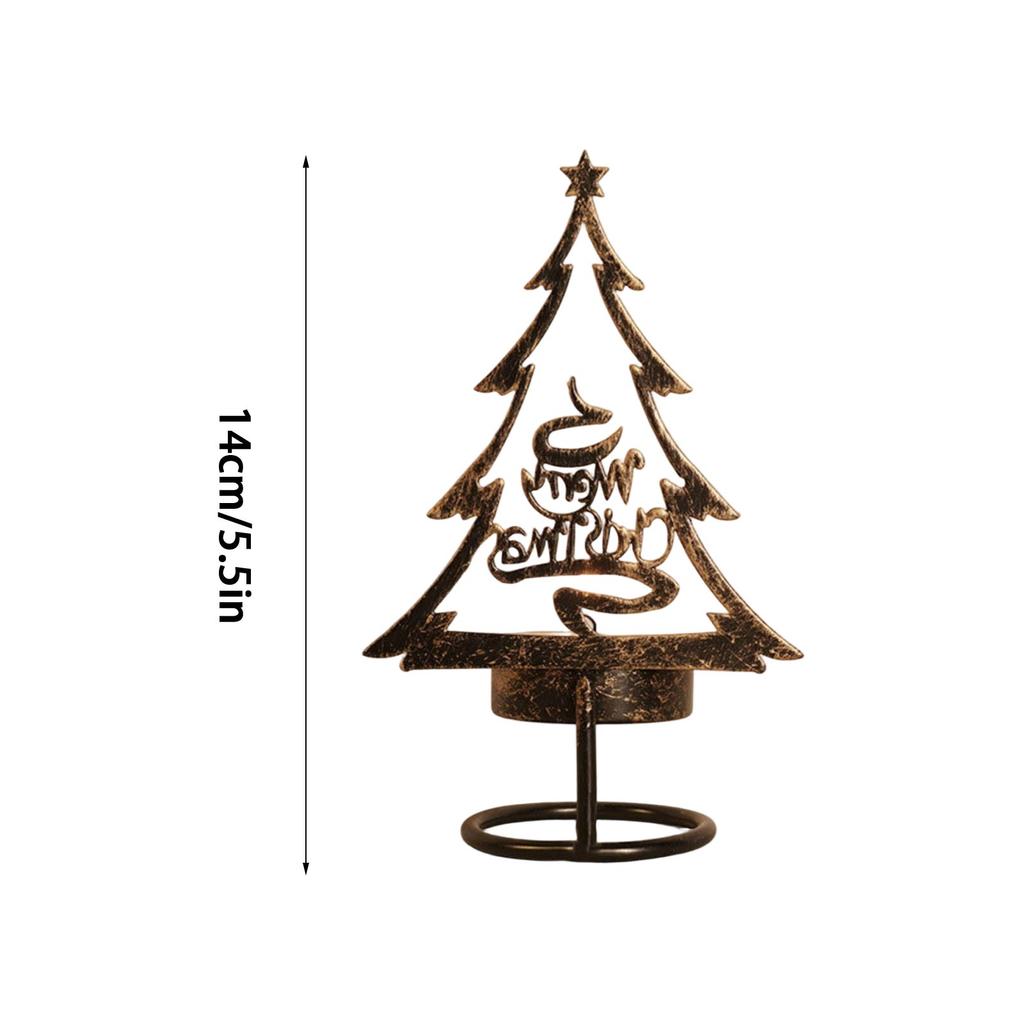 Christmas Candlestick Christmas Tree Shape Ornaments Holiday Atmosphere Decoration Retro Candle Holder Layout Scene Prop