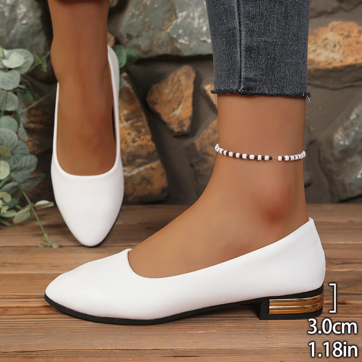 

Туфли Doudou 22 весна новинка большой размер заостренный носок мелкие простые туфли для мамы 35 белый