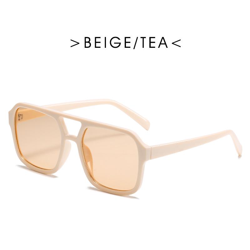 "Trendy Retro Double Beam Ocean Lens Sunglasses with Large Frame"