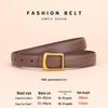 Women's Red Cowhide Leather Belt with Square Buckle - Trendy Decorative Waist Cincher