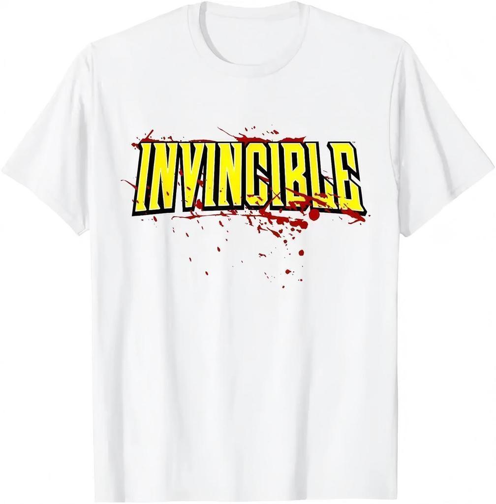 Invincible Blood Splatter Title Logo White T-Shirt