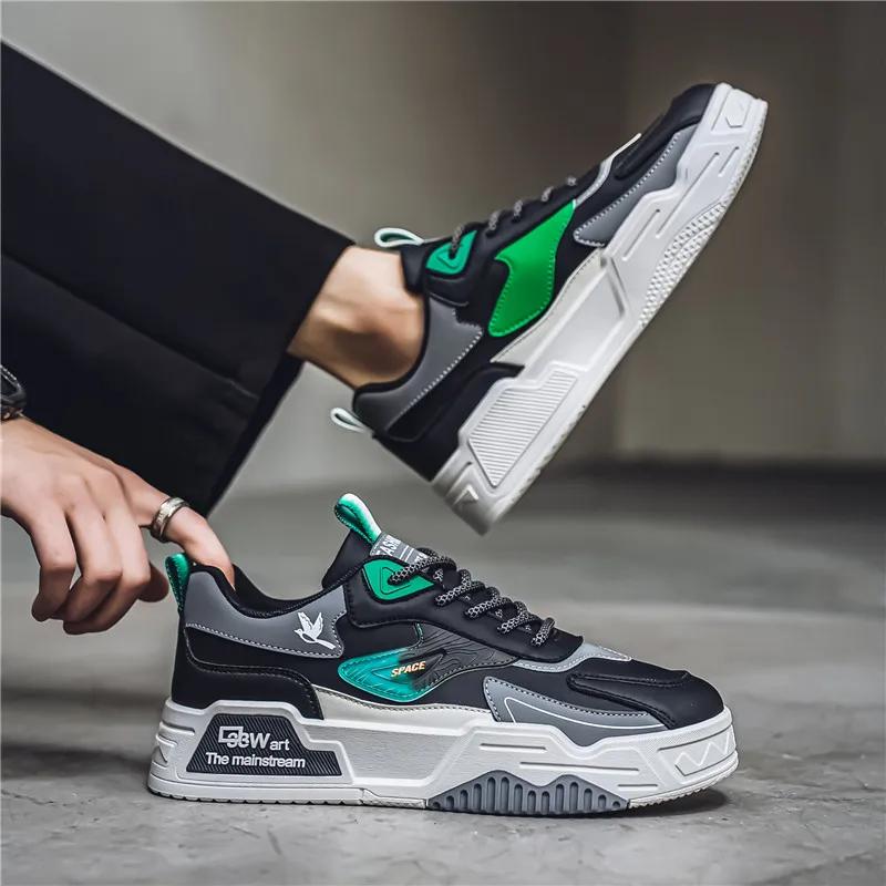Fashion New Casual Sports Shoes Men's Leather Low-Top Fashion Trend Easiest for Match Running Shoes Men's Outdoor Sports
