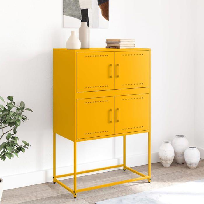 VidaXL Mustard Yellow Buffet 68.5x38.5x107 Cm Steel, Cabinet, Sideboard, Storage Cabinet, Cupboard, 846485
