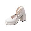 Fashion Spring New Coarse Heel Shoes Women Fashion Round Head Shallow Mouth with Thick Sole Anti-slip Wear-resistant High Heels