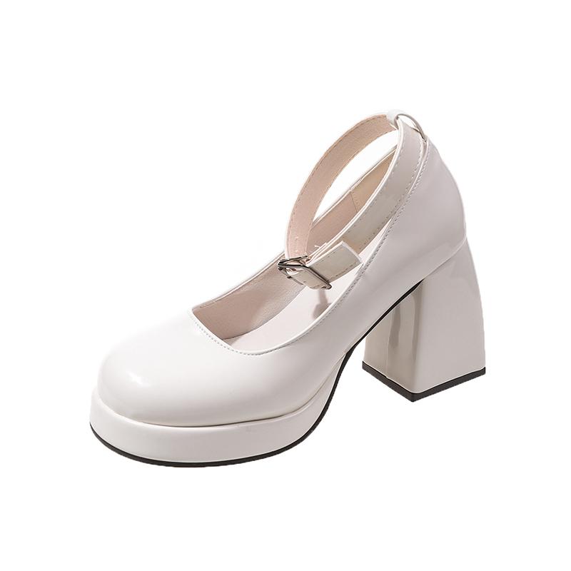 Fashion Spring New Coarse Heel Shoes Women Fashion Round Head Shallow Mouth with Thick Sole Anti-slip Wear-resistant High Heels