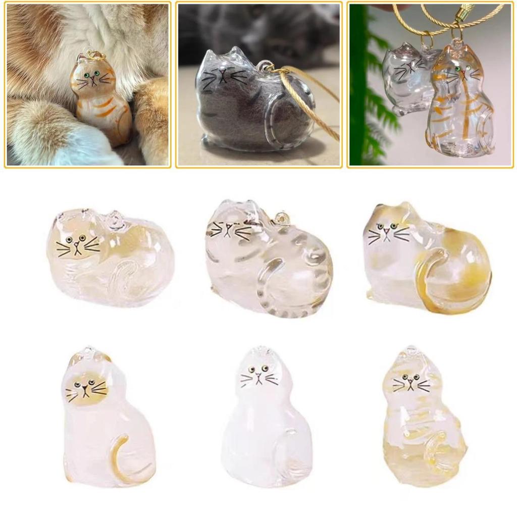 Cute Cat Hair Storage Keychain Pendant Backpack Ginger Cat Siamese Cat Hair Bag Hanging Pet Hair Souvenirs Gift for Cat lovers