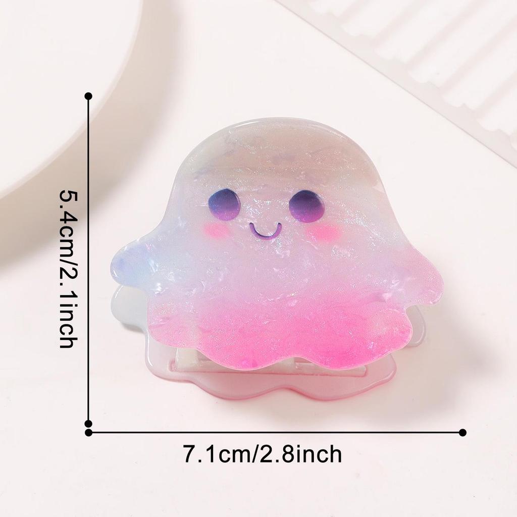 Dreamy Gradient Halloween Ghost Pumpkin Hair Clip - Cute & Soft Women's Claw Accessory