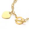 Gold Heart-Shaped Stainless Steel Engraved OT Buckle Bracelet