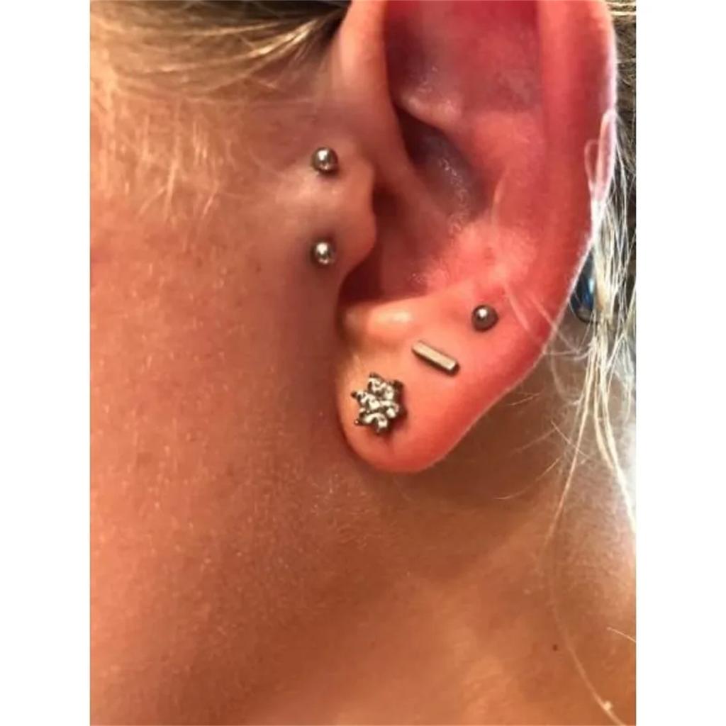 6Pcs 316 Stainless Steel Curved Barbell Eyebrow Lip Belly Ring With Shiny Zircon Fashion Body Piercing Jewelry
