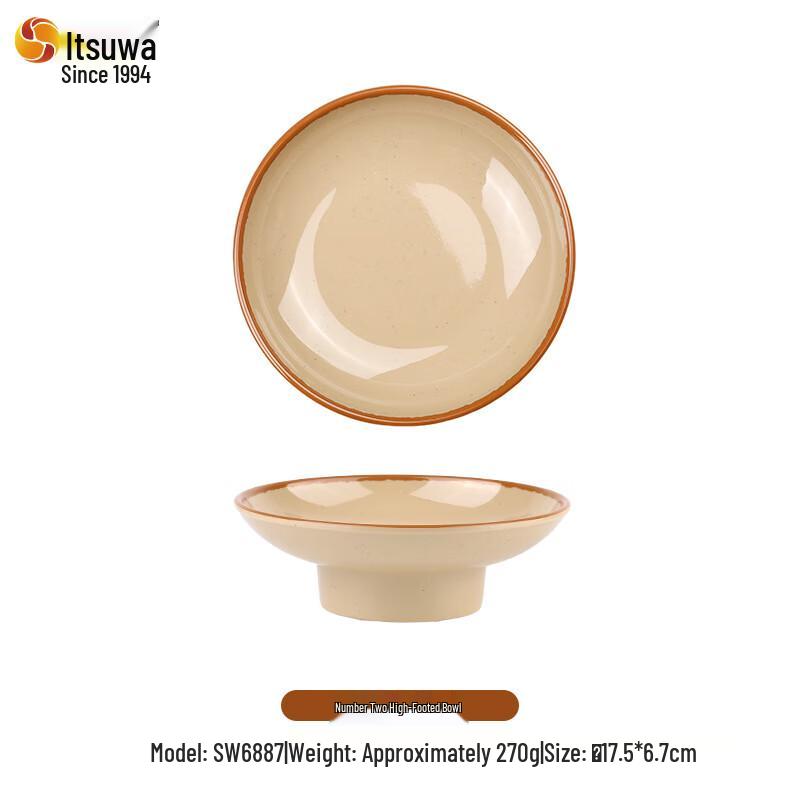 Retro Pottery Style Melamine High-Foot Bowl