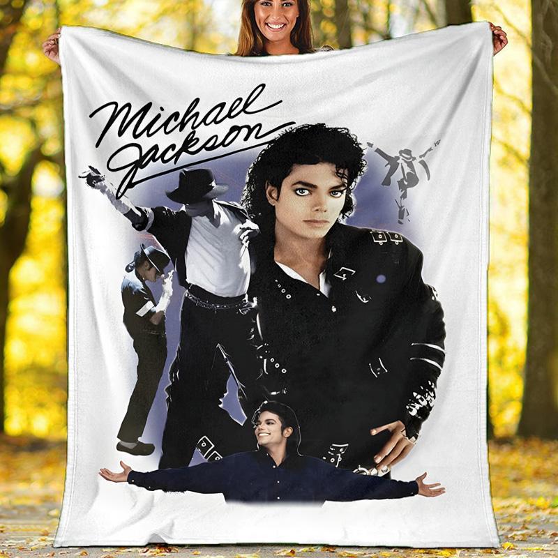 1pc Michael Jackson Theme Blanket - Digital Print, Polyester, Cozy for All Seasons, Perfect for Outdoor, and Travel