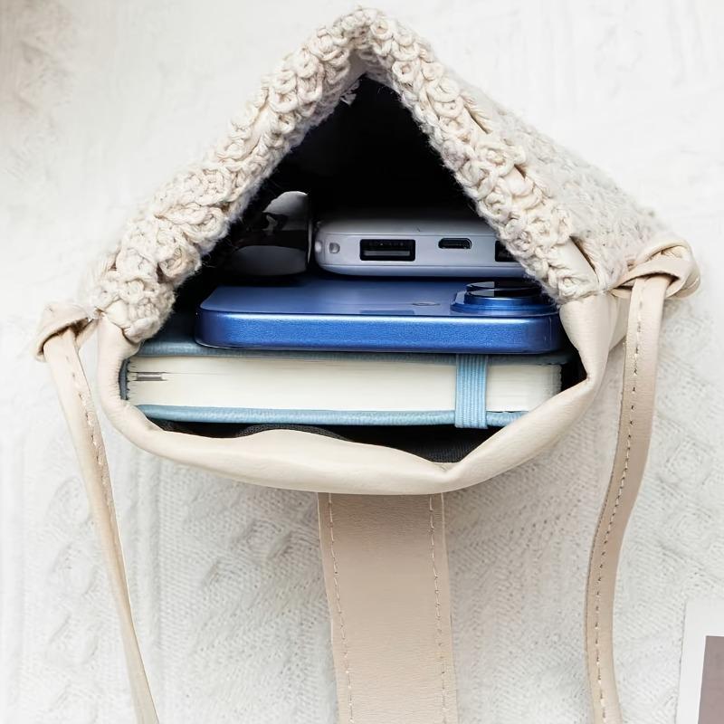 Women's Woven Pattern Crossbody Bag, Fashion Printed Mobile Phone Shoulder Bag, Lightweight Daily Handbag
