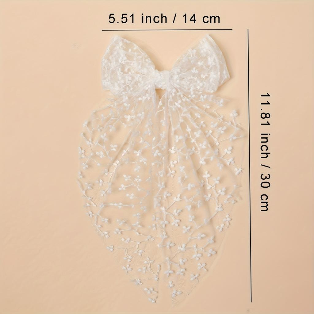 1pc Lace Bow Hair Clip with Rhinestones - Long Tassel Hair Accessory for Women, Perfect for Halloween, Weddings, Formal Events