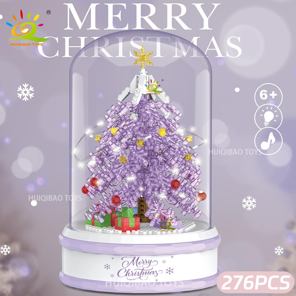 Non-Toxic Children Christmas Tree Santa Claus Mini Music Box Model Micro Bricks Building Block Diy Bricks Toys For Adult Gift
