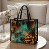 Vintage Leopard Print Tote Bag for Daily Shopping Travel Commute Portable Fashion Shoulder Bag
