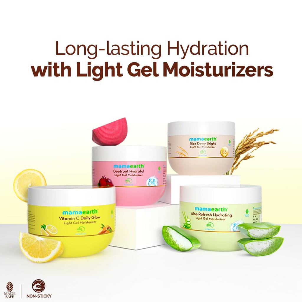 Mamaearth Vitamin C Gel Moisturizer 200g For Glowing Skin Hydration | Lightweight Oil-Free Face Cream For All Skin Types Daily Use