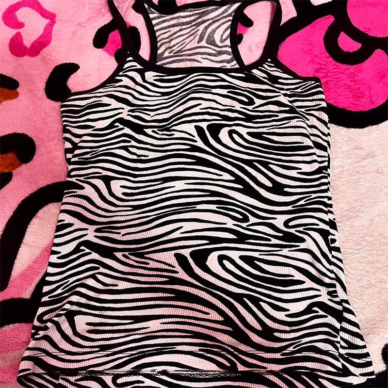 TrendHub Y2k Tank Top Harajuku Aesthetics Coconut Tree Print Applique Sleeveless Casual Rock Grunge Streetwear Graphic Emo-Girl Crop Tops