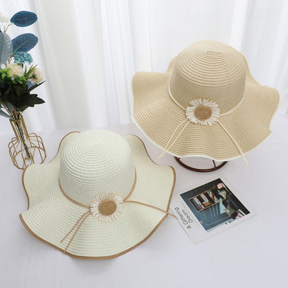 Spring Summer Bohemian Straw Hat Wide Brim Women's Sun Hat Ins Folding Straw Hats  Outdoor