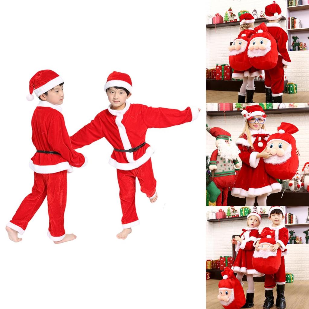Kids Xmas Outfit Boys Girls Santa Claus Cosplay Costume Christmas Clothes