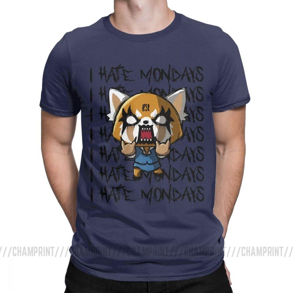 

Men Aggretsuko Aggressive Retsuko I Hate Monday T Shirts 100 Cotton Clothes Funny Short Sleeve O Neck Tees Printing TShirts 4XL