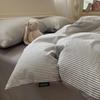 New 100% Cotton Simple Stripe Bedding Set – Includes Duvet Cover, Fitted Sheet, and Four-Piece Set for Dorms