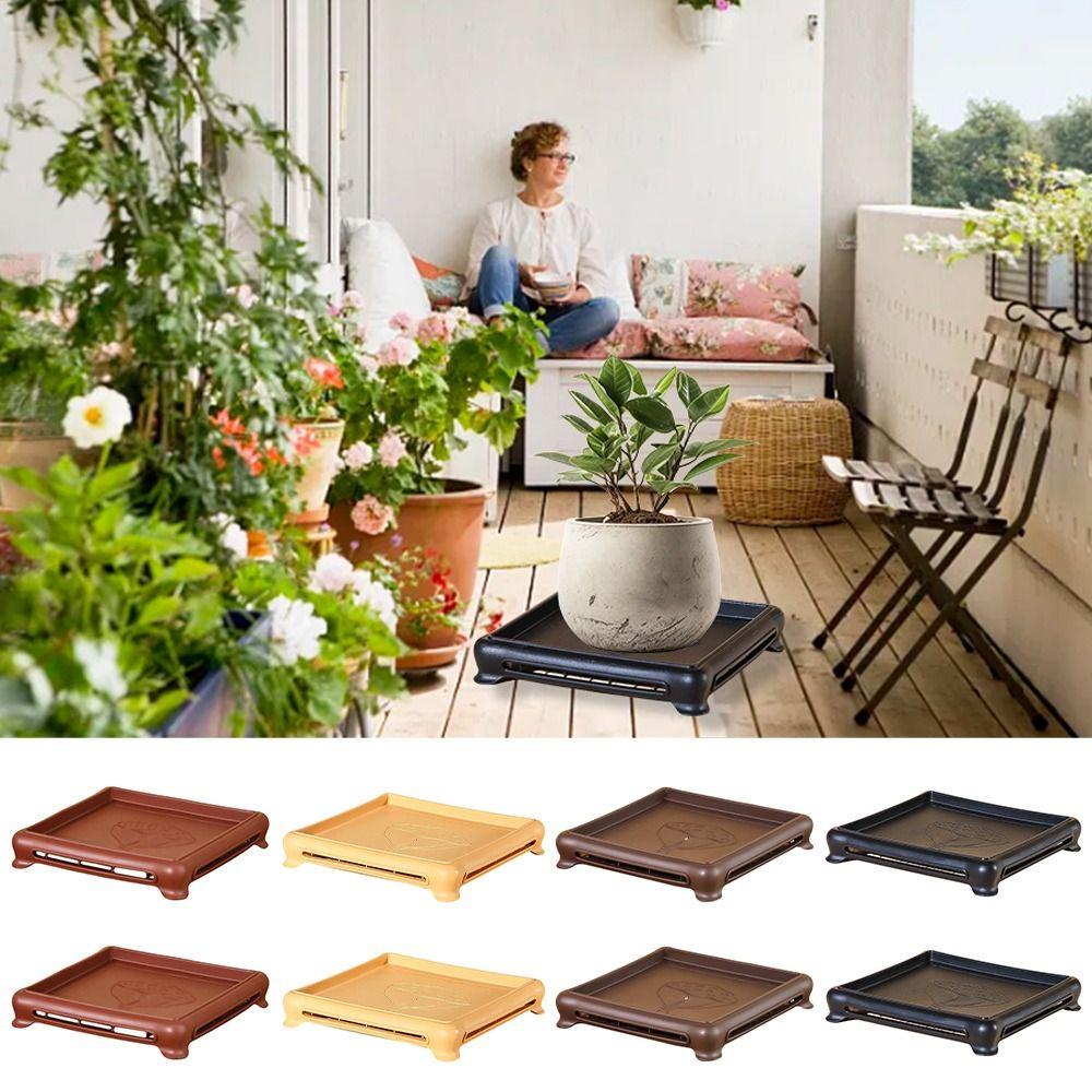 

Square Shape Flower Pot Tray Resin Tea Pot Holder New Plants Bonsai Base Home 22cm-Brown