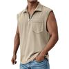 Men's Summer Solid Color Sports Zipper Lapel Vest Men's Sports Casual Vest