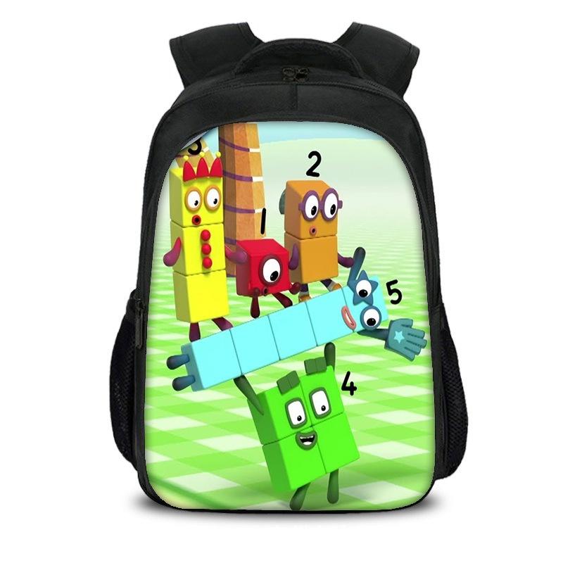 Plecak dla dzieci chłopców dziewcząt Numberblocks Torba szkolna Plecak podróżny Duża pojemność Wytrzymały materiał nylonowy Przestronna pojemność 20 l Wiele przegródek