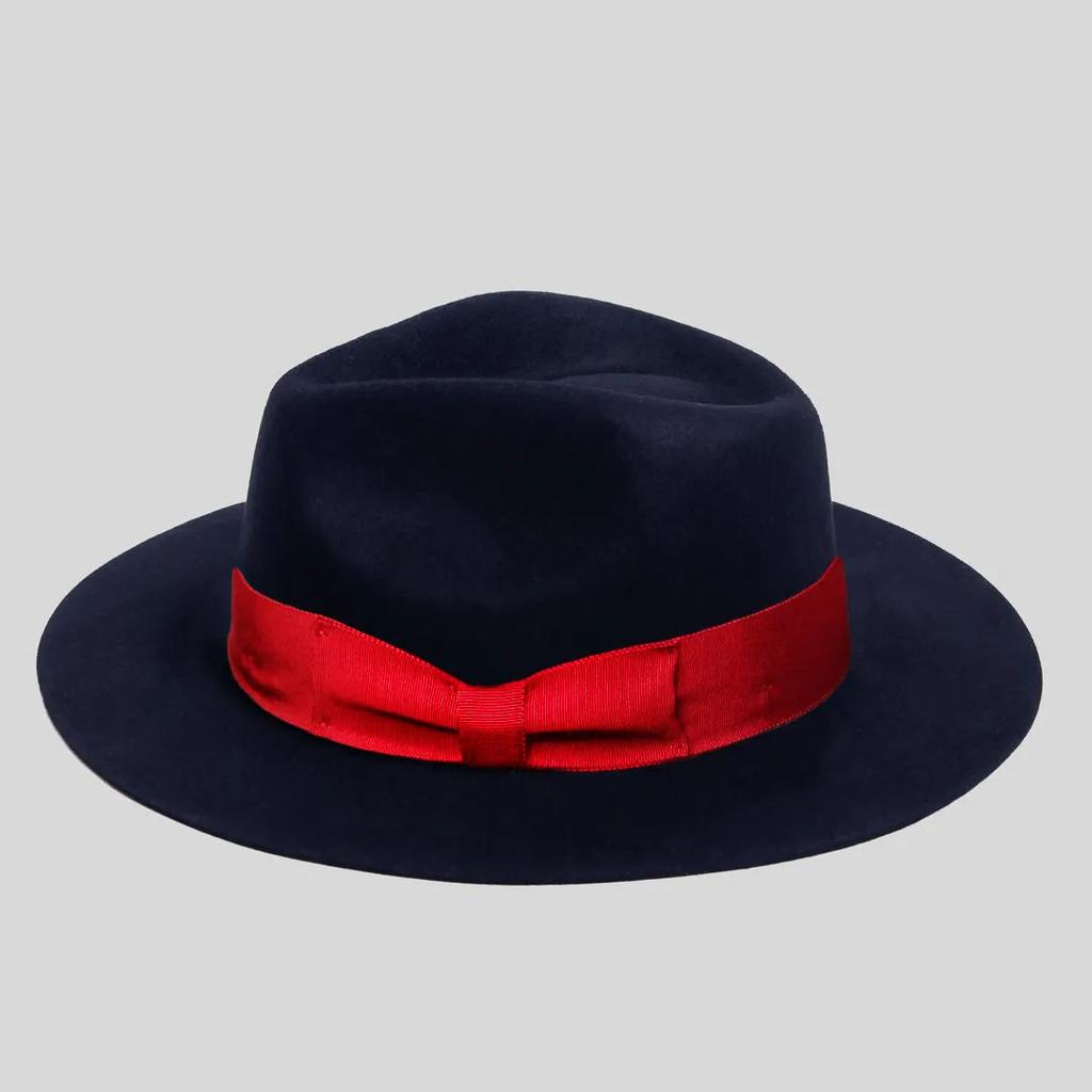 Cross-Border Hot-Selling Bow Webbing Felt Hat Solid Color Wool Top Hat