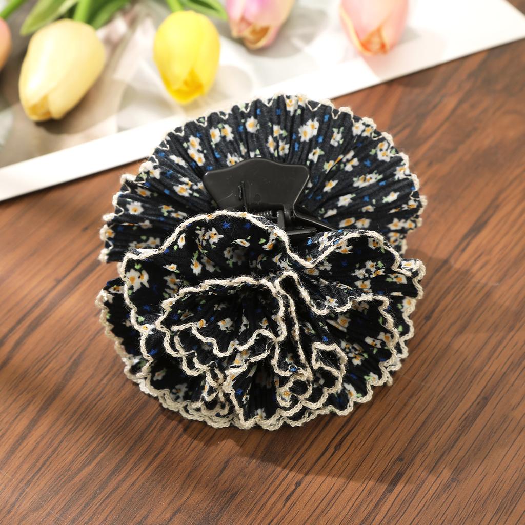 AWAYTR Fashion Floral Lace Hair Claws Fabric Flower Hair Clips Crab For Women Girl Gift Hair Accessories Valentine Headwear