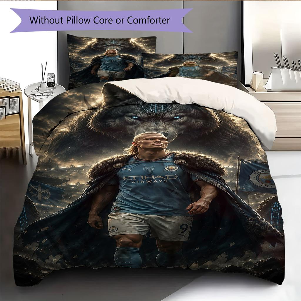 Erling Haaland Pride Bedding Quilt Set Quilt Cover Pillowcase Home Decoration Birthday Gift (1 * duvet cover + 2 * pillowcase, without core)