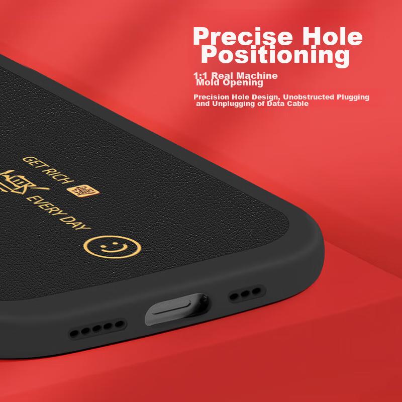 IPhone 13 Case, Full Protection Ultra-Thin Leather Texture Shockproof Soft Case, New Year Creative National Trend, China Red