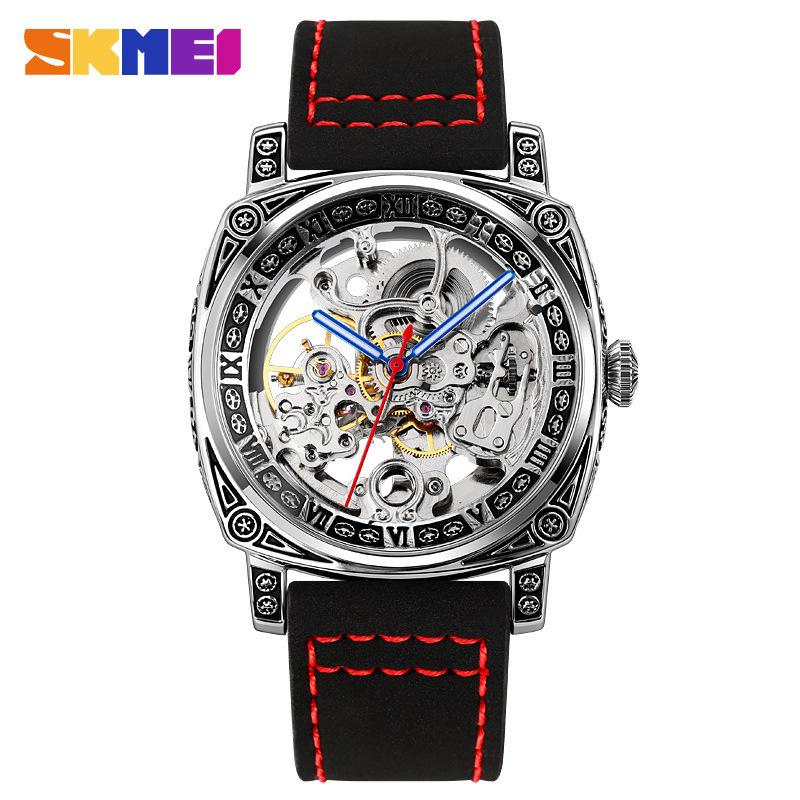 Skmei Fashion Square Men s Mechanical Watch with Leather Strap