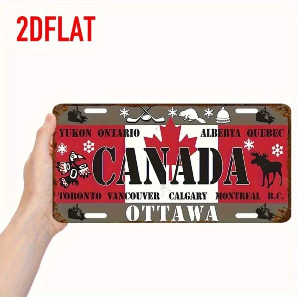 Vintage Canadian Deer Aluminum Metal Plate Tin Sign 5.91x11.81 Inch Wall Decor Home Bar Garage Man Cave