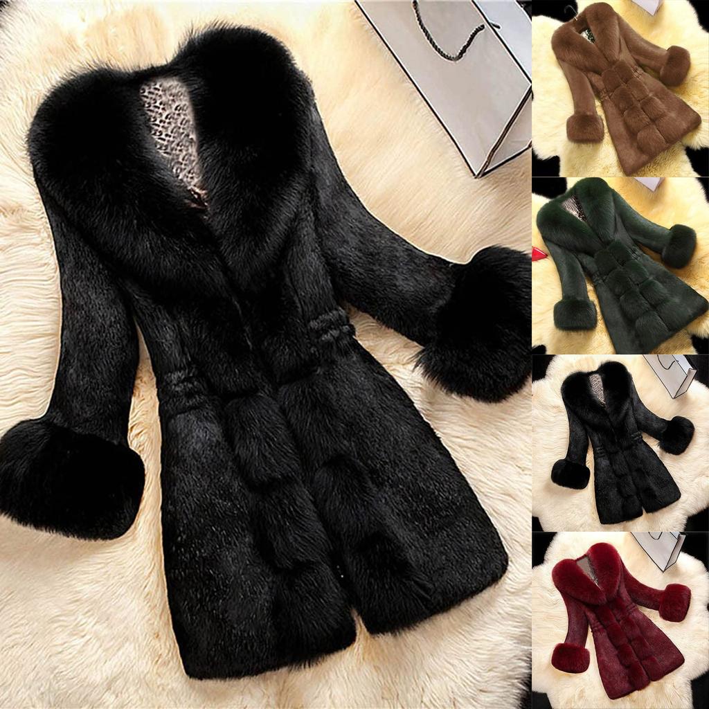 Women Plus Size Winter Lady Fauxr Coat Female Outwear Slim Jacket