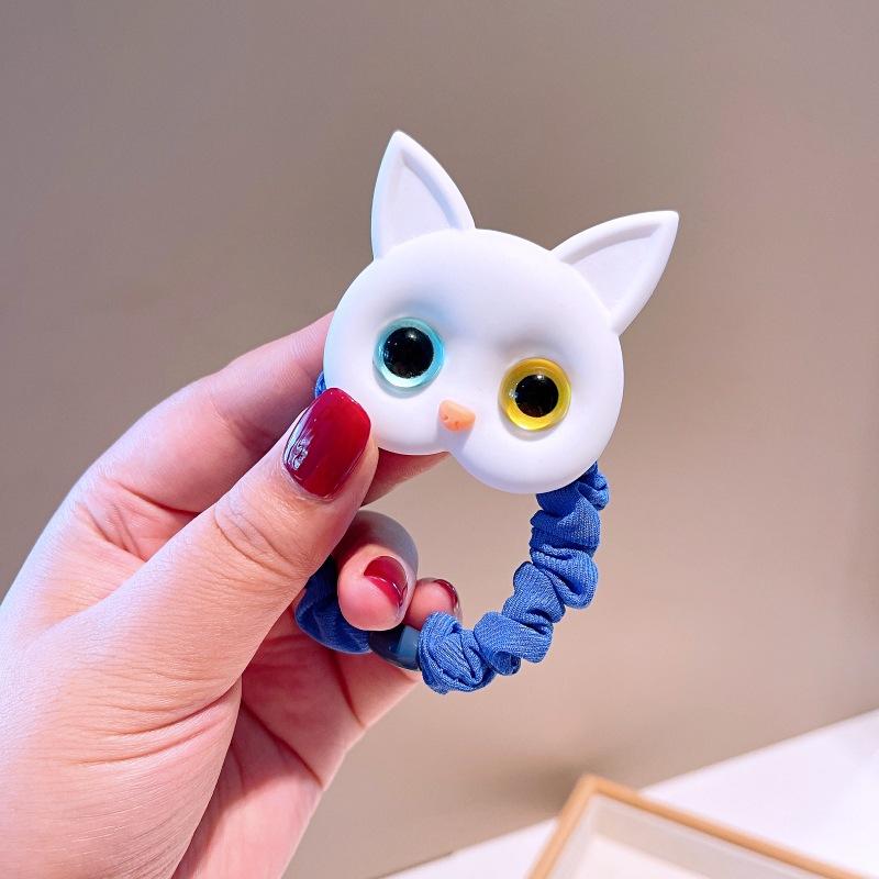 

New Cute Cat Elastic Hair Bands for Girls Kids Korean Style Hair Accessories Lovely Ponytail Holders Headwear Ornaments світло-зелений колір