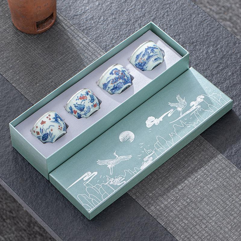 Xianhe Chaoyang Ceramic Blue and White Porcelain Handheld Handmade Silver-Plated Master Cup Kung Fu Tea Bowl