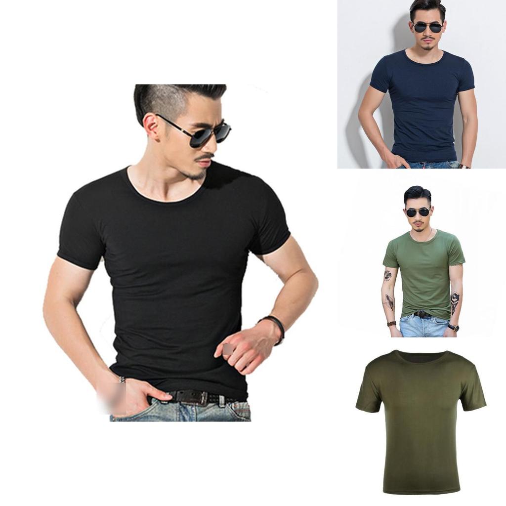 Men's Summer Casual Fashion Solid Color O-neck T-shirt With Short Sleeves