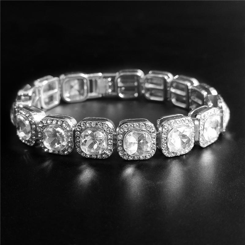 Hip Hop Plně Křišťálové 13mm Čtvercové Tenisové Náramky pro Muže Ženy Bling Kamínkový Kubánský Řetízek Luxusní Šperky