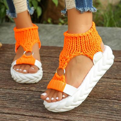 Large Size Thick Bottom Casual Women Sandals Summer Open Toe Roman Comfortable Round Buckle Sandals