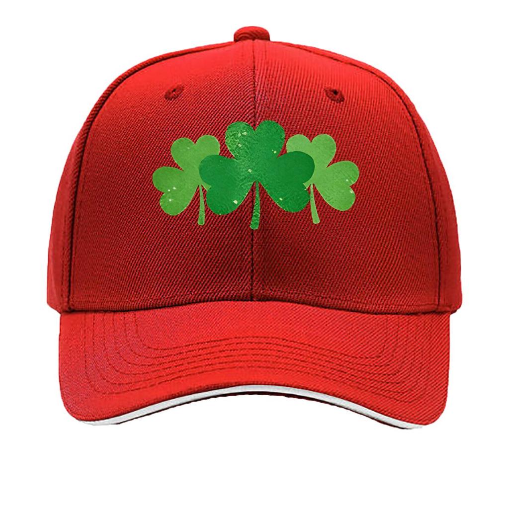 Green Clover Print Baseball Cap  Casual  Adjustable Snapback Ideal for Outdoor Travel and Campi Sandwich Baseball Cap