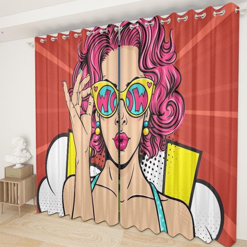 African American Female Curtain Fabric Bedroom Living Room Balcony Blackout Curtain Office Hotel Insulation Curtain