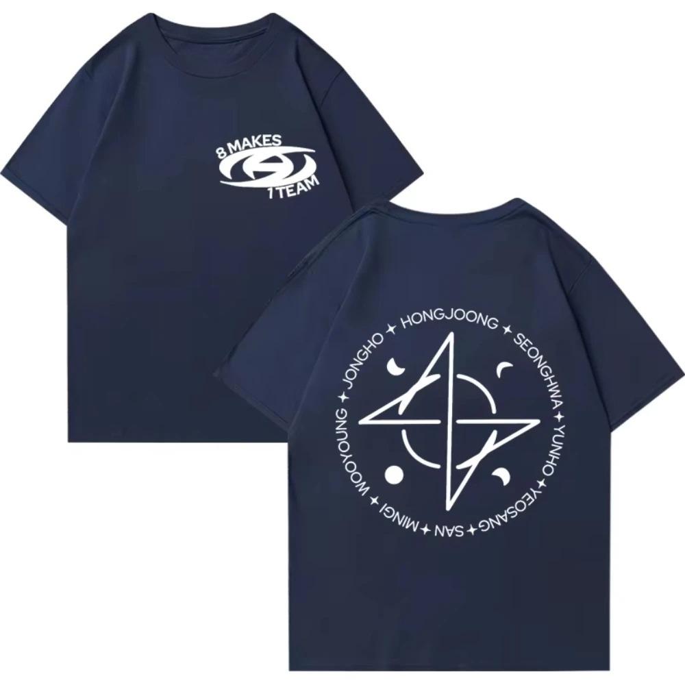 Kpop ATEEZ 8 Makes 1 Team Graphics T-shirt 2026 Men Women Vintag Oversized Tops Unisex Summer Print Cotton Short Sleeve T Shirts