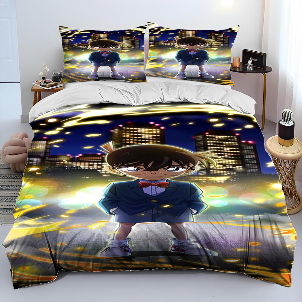 Comforter Detective Conan Cartoon Anime Comforter Bedding Set Bed Set King Queen Size Bedding Set Kids