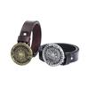 Glossy Whole Cowhide Belt, Zinc Alloy Ancient Tin Aztec Calendar Belt, Retro Large Size Pure Leather Belt.