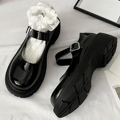 Damen Lederschuhe Übergröße 35-44 Klassische Mary Janes im britischen Stil mit runder Zehenpartie und Plateau, hohem quadratischem Absatz, dicker Sohle