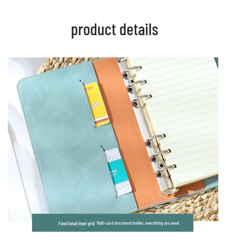 A6 PU Leather 6-Hole Planner with Cash Envelope and Notebook Inserts